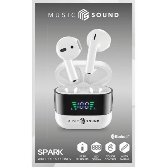 Slušalice MUSIC SOUND Spark (Bluetooth, mikrofon, do 30h, crne)-1