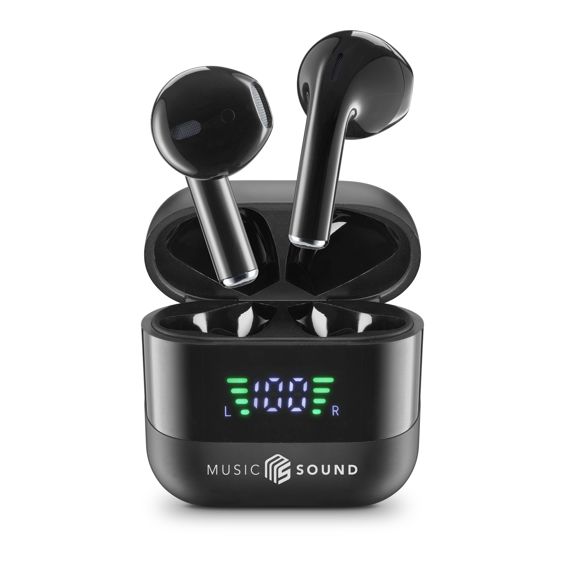 Slušalice MUSIC SOUND Spark (Bluetooth, TWS, mikrofon, do 30h, crne)