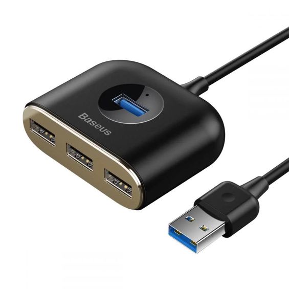 USB Hub BASEUS , USB-A/4u1 Square Round, Black, CAHUB-AY01-0