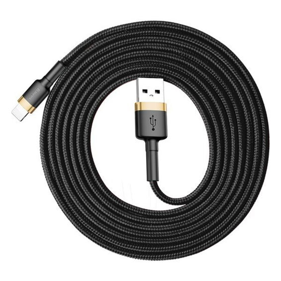 Kabel BASEUS, Woven, USB-A (M) na Lightning (M), MFI, 200cm, Black/Gold, CALKLF-CV1-0