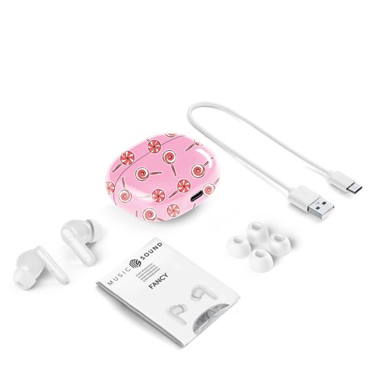 Slušalice MUSIC SOUND Fancy (TWS, Bluetooth, mikrofon, do 25h, roza)-1