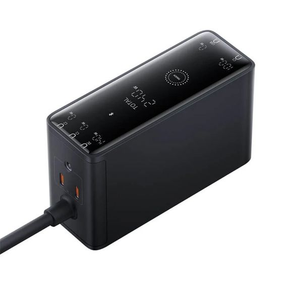 Kućni Punjač BASEUS Display GaN Desktop, 3x USB-C/USB-A/DC, 240W+4x kabel, Black, P10163902112-00-0