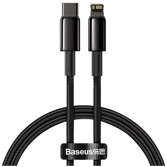 Kabel BASEUS, Woven, USB-A na Lightning, PD 20W, 100cm, Black, CATLWJ-A01