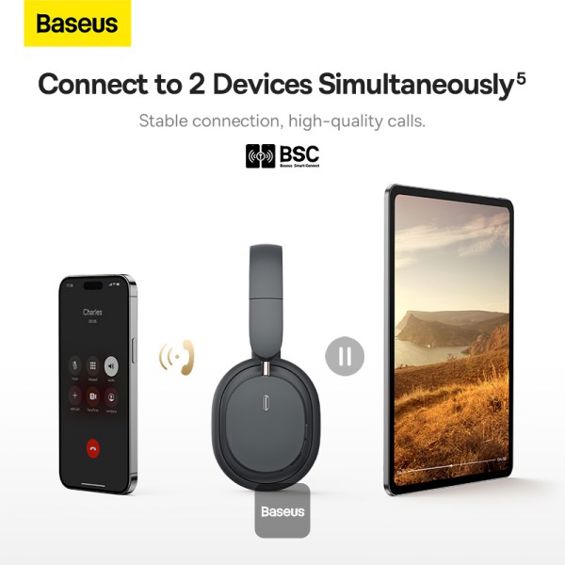 Slušalice BASEUS Bowie D05 (Naglavne, Bluetooth, ANC, 3.5mm, 70h, Siva)-4