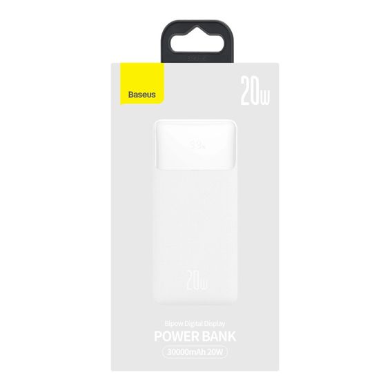 Prijenosna baterija BASEUS Bipow Digital Display 30000mAh 20W, bijela boja-4