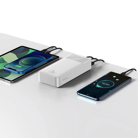Prijenosna baterija BASEUS Bipow Digital Display 30000mAh 20W, bijela boja-2