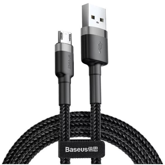 Kabel BASEUS,Woven, USB-A na USB-Micro, 2A, 300cm, Black/Grey, CAMKLF-HG1