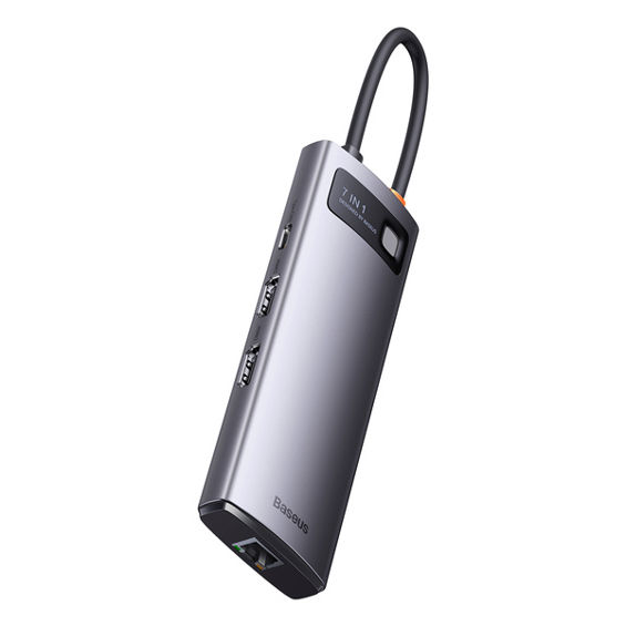 USB Hub BASEUS WKWG040113, Glam Series, USB-C/7u1, Grey-1
