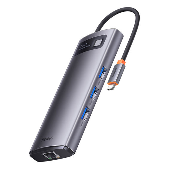 USB Hub BASEUS WKWG040113, Glam Series, USB-C/7u1, Grey-0