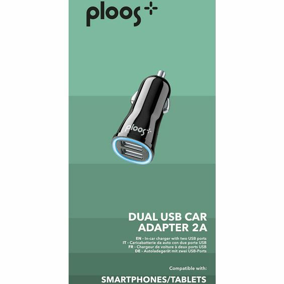 Auto punjač PLOOS Dual 2x USB-A 2A crna boja-1