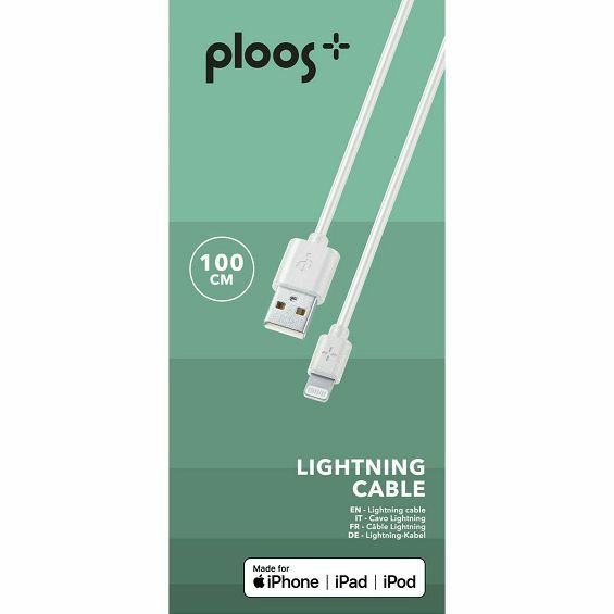 Kabel PLOOS USB-A na Lightning MFI 1m bijela boja-1