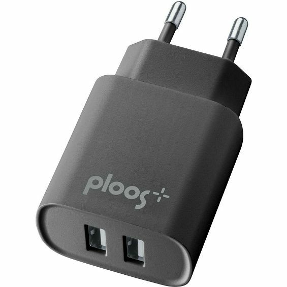 Kućni punjač PLOOS Dual 2A (2x USB-A), crna boja