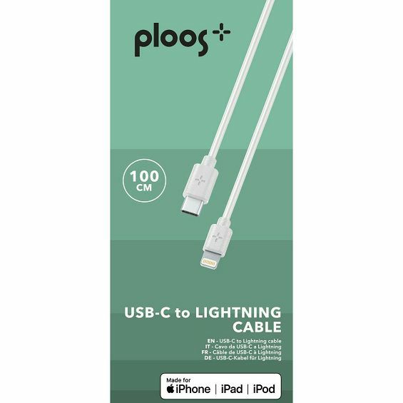 Kabel PLOOS USB-C na Lightning MFI 1m bijela boja-1