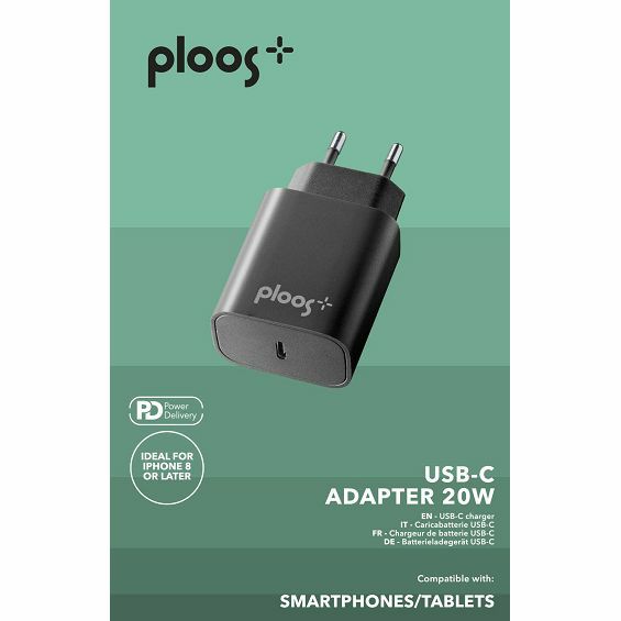 Kućni punjač PLOOS 20W USB-C Power Delivery (crna boja)-1