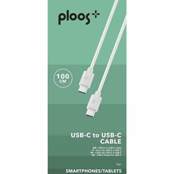Kabel PLOOS USB-C na USB-C, 1m, bijela boja-1