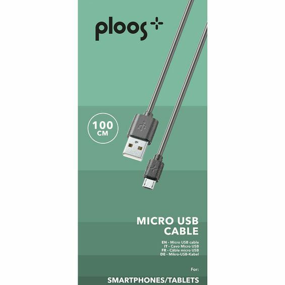 Kabel PLOOS USB-A na Micro USB, 1m, crna boja-1
