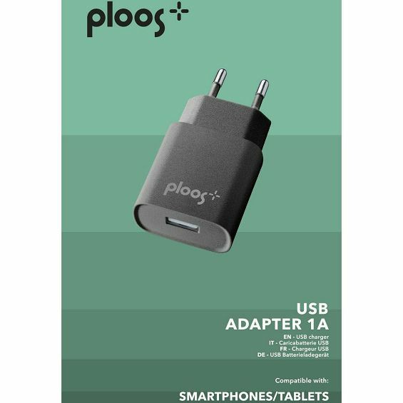 Kućni punjač PLOOS 1A 1xUSB-A, crna boja-1