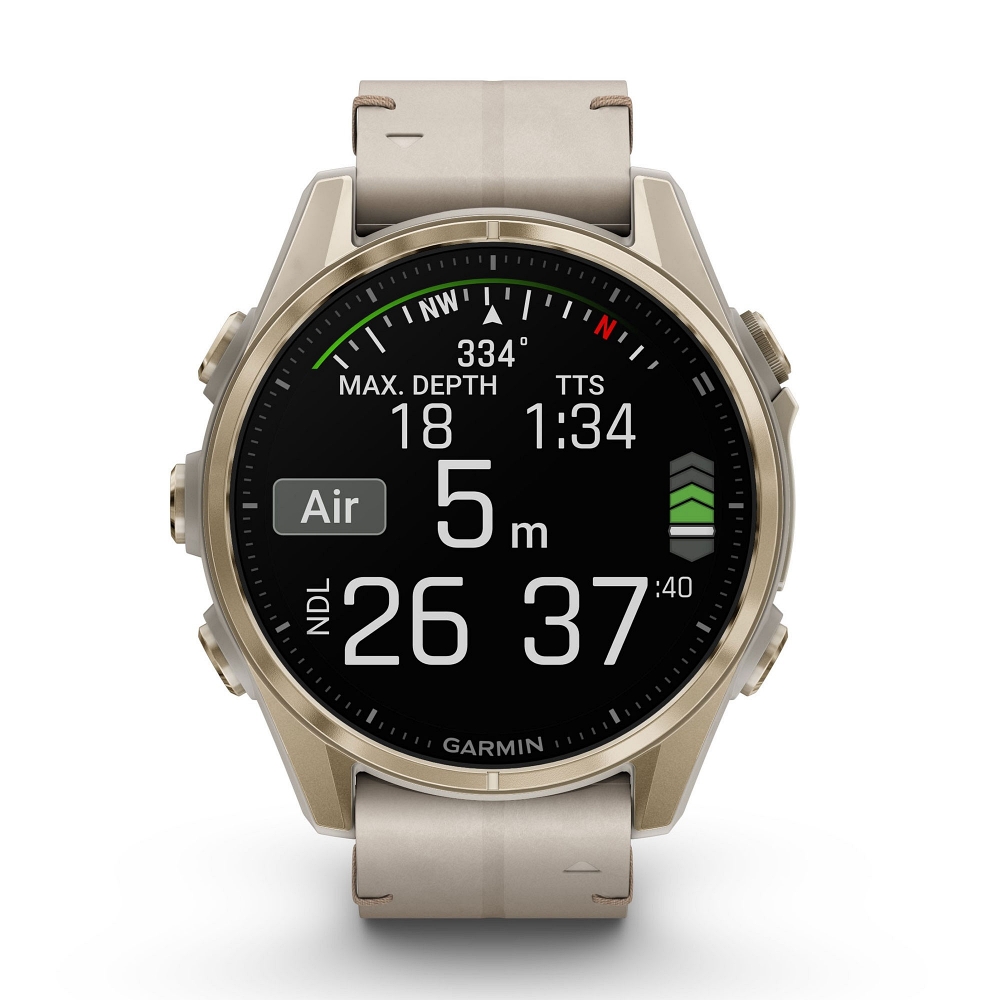 Pametni sat GARMIN Fenix 8, 43mm AMOLED SapphireSoft Gold Stainless Steel/Fog Gray kožni remen 010-02903-40-2