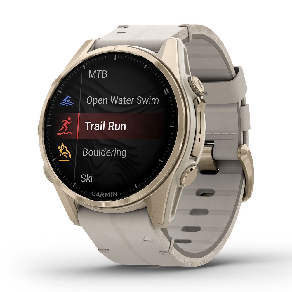 Pametni sat GARMIN Fenix 8, 43mm AMOLED SapphireSoft Gold Stainless Steel/Fog Gray kožni remen 010-02903-40-1