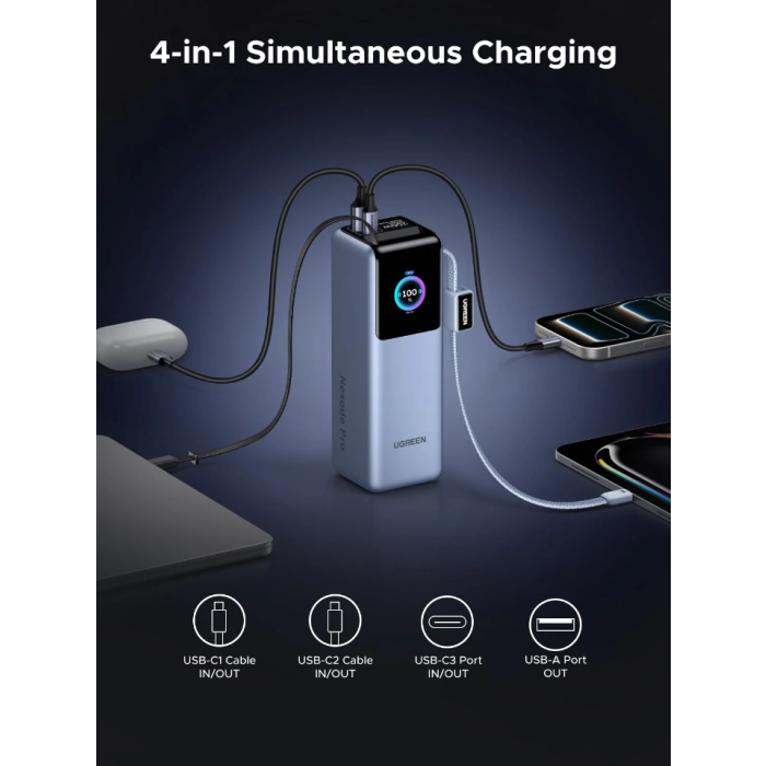 Ugreen Portable Power Bank, 25,000 mAh, 200 W, with Smart Digital Display-3
