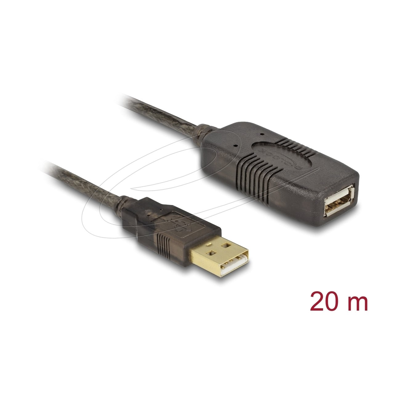 Kabel DELOCK, USB A 2.0 (M) na USB A 2.0 (Ž), produžni, 20m, crni, kutija-0