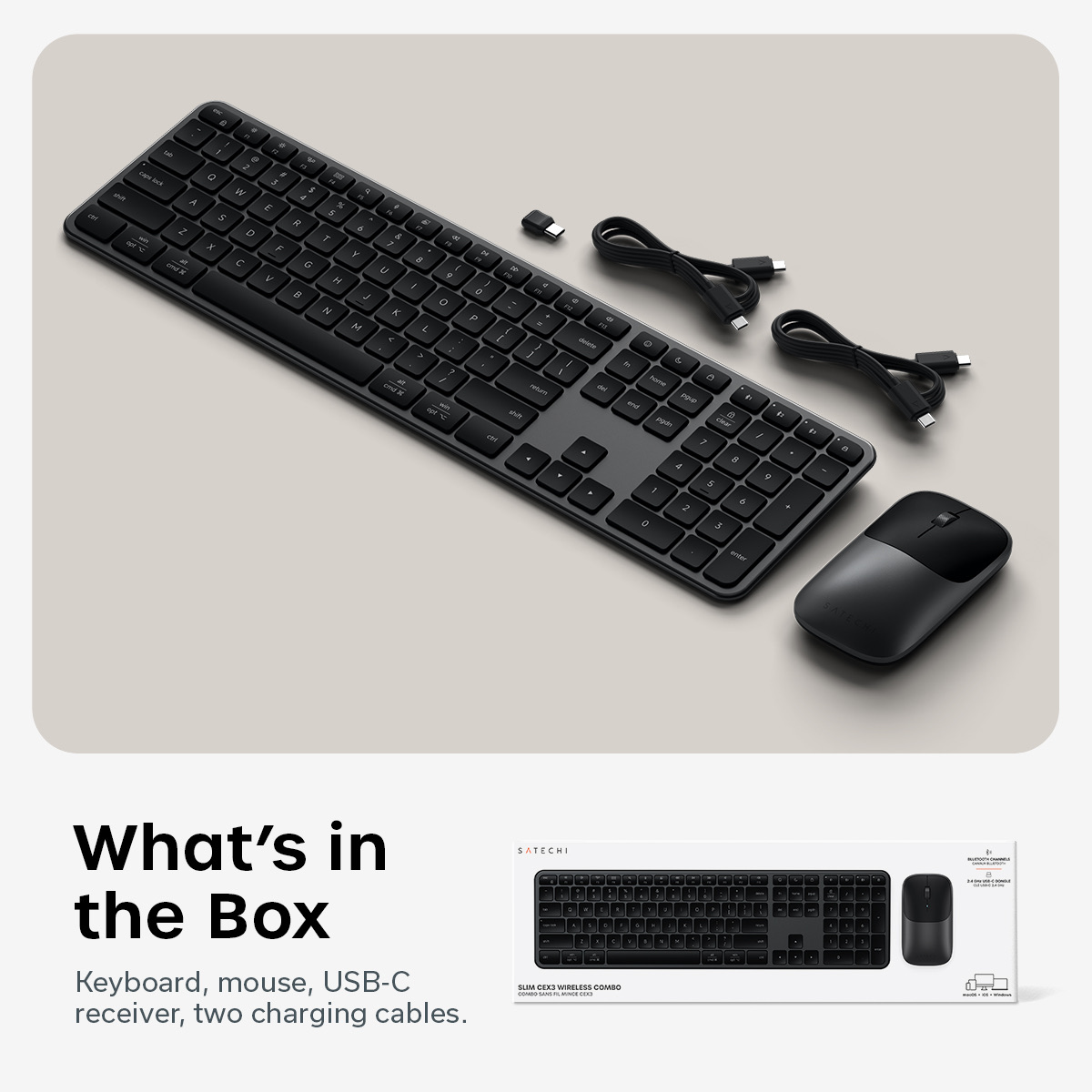 Satechi Slim CEX3 Wireless Combo ((Keyboard and Mouse) - US English - Space Black-4