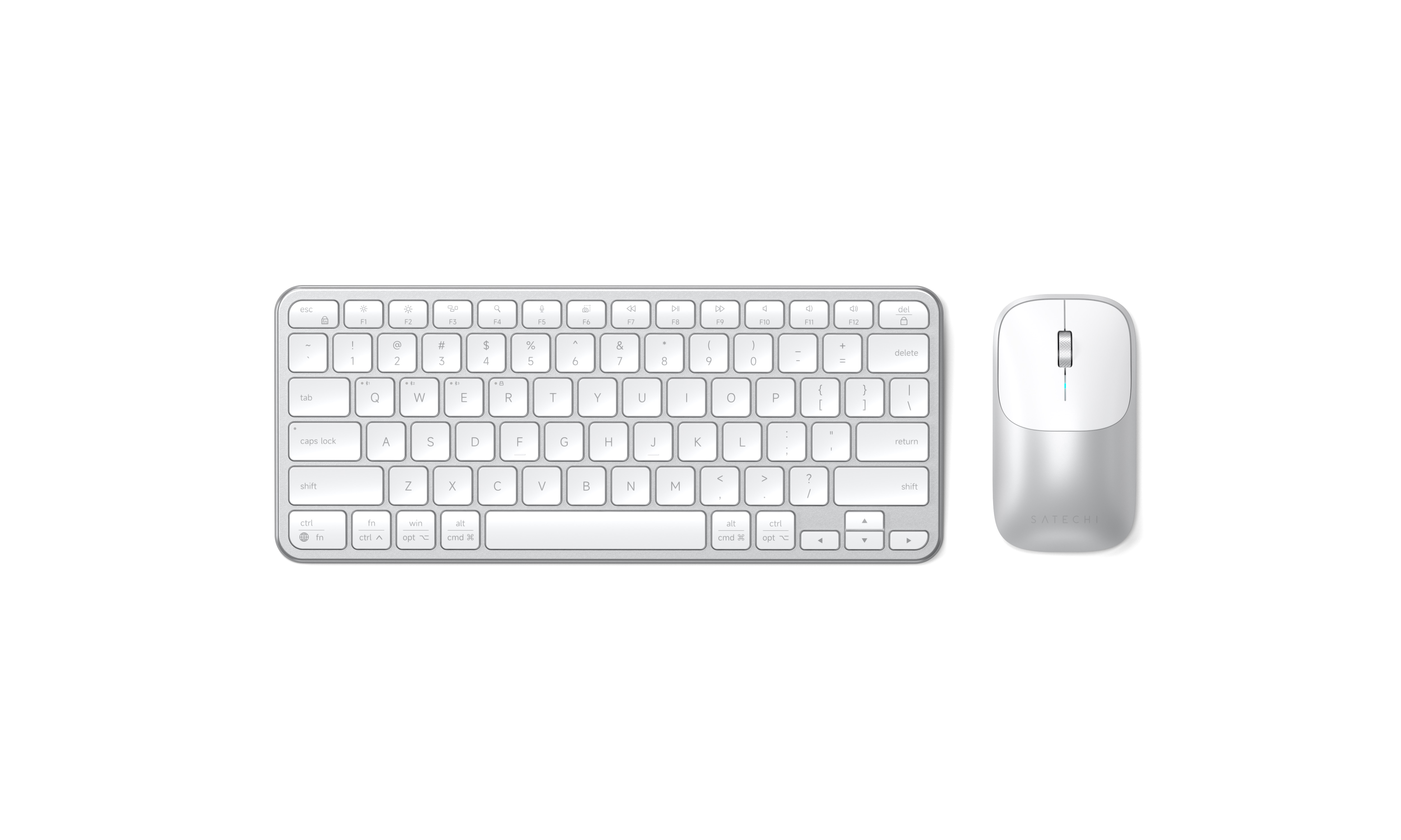 Bežični set tipkovnica i miš SATECHI Slim CEX1, US layout, srebrna boja