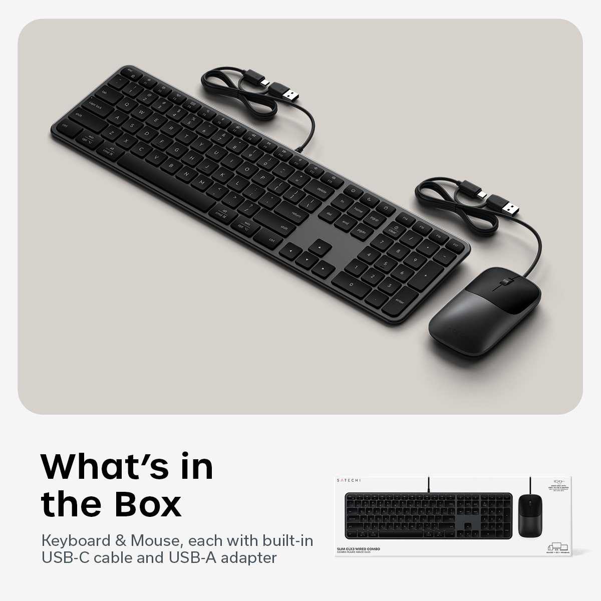 Satechi Slim CLX3 Wired Combo (Keyboard and Mouse) - US English - Space Black-5