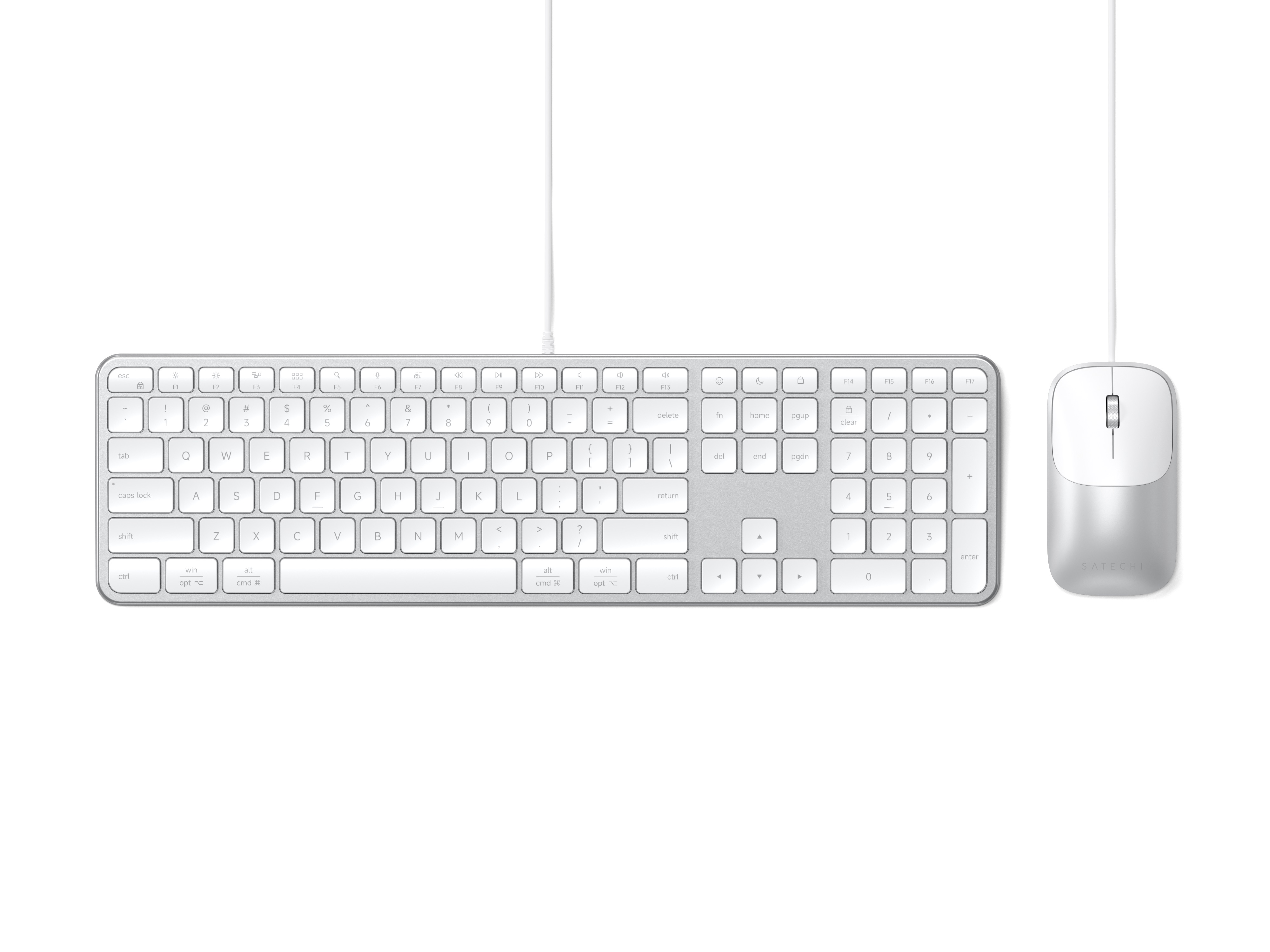 Satechi Slim CLX3 Wired Combo (Keyboard and Mouse) - US English - Silver