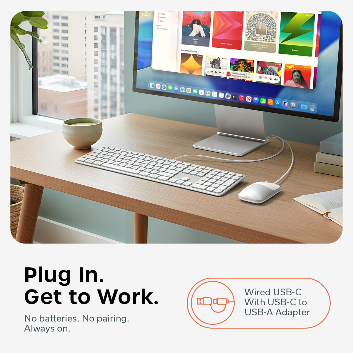 Satechi Slim CLX3 Wired Combo (Keyboard and Mouse) - US English - Silver-4