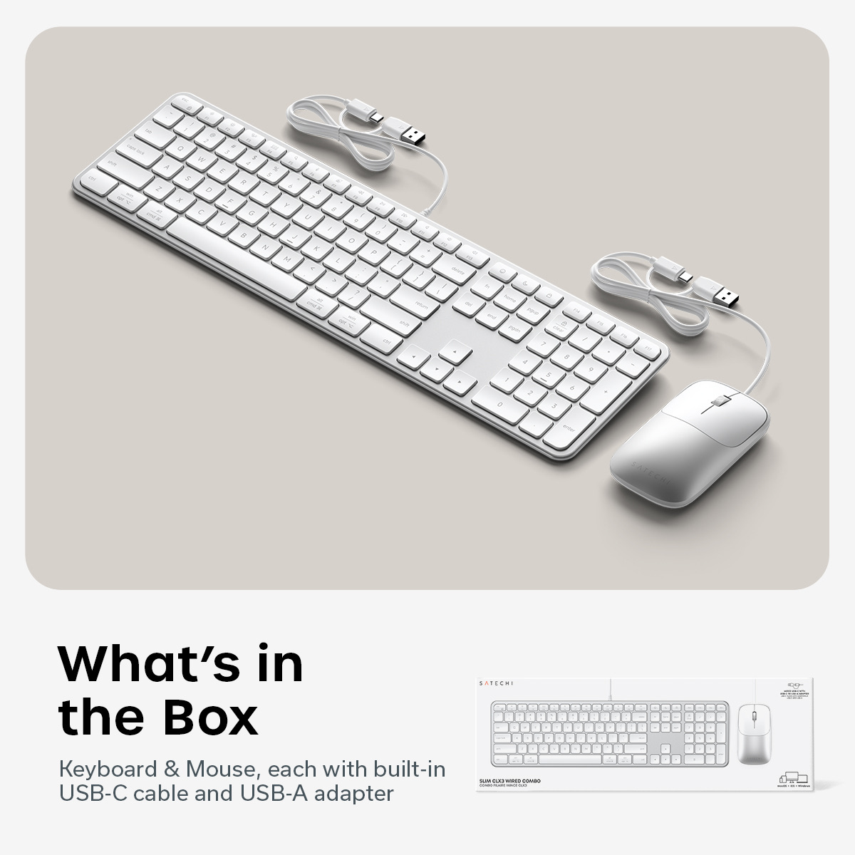 Satechi Slim CLX3 Wired Combo (Keyboard and Mouse) - US English - Silver-7