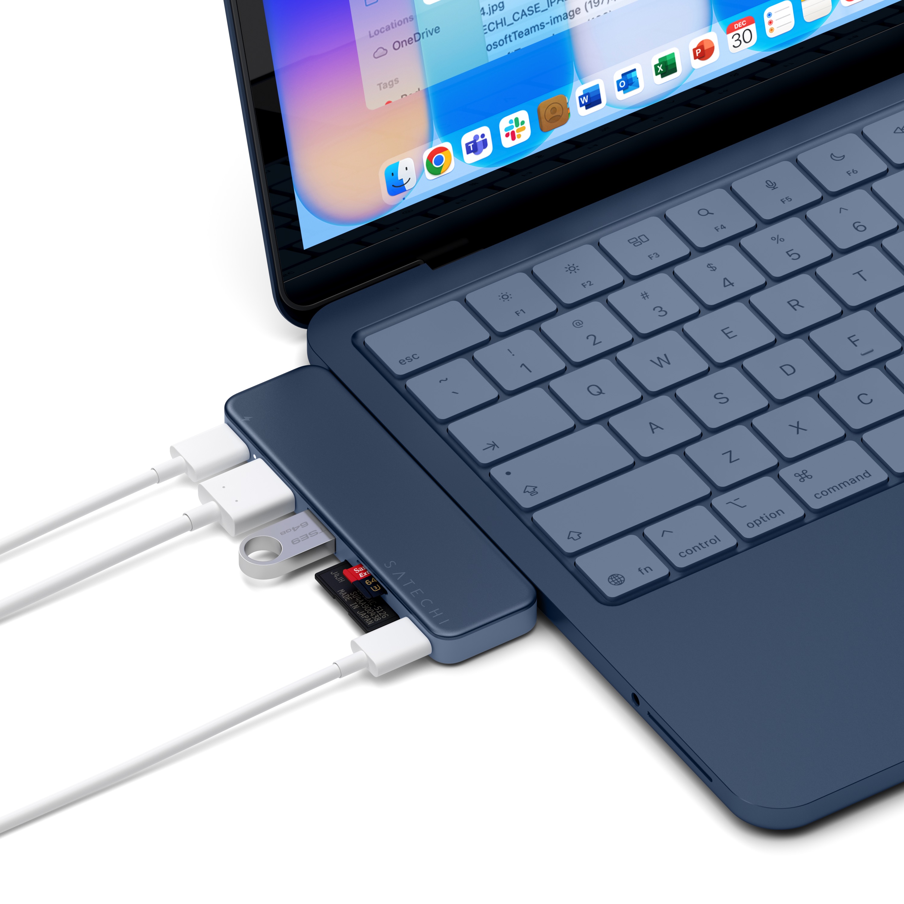 Satechi USB-C Snap Hub (1x HDMI 4K 60Hz, 1x USB-C up to 5 Gbps, 1x USB-A 3.0 up to 5 Gbps, 1xUSB-C PD, 1x microSD/ 1x SD card reader) - Indigo-10