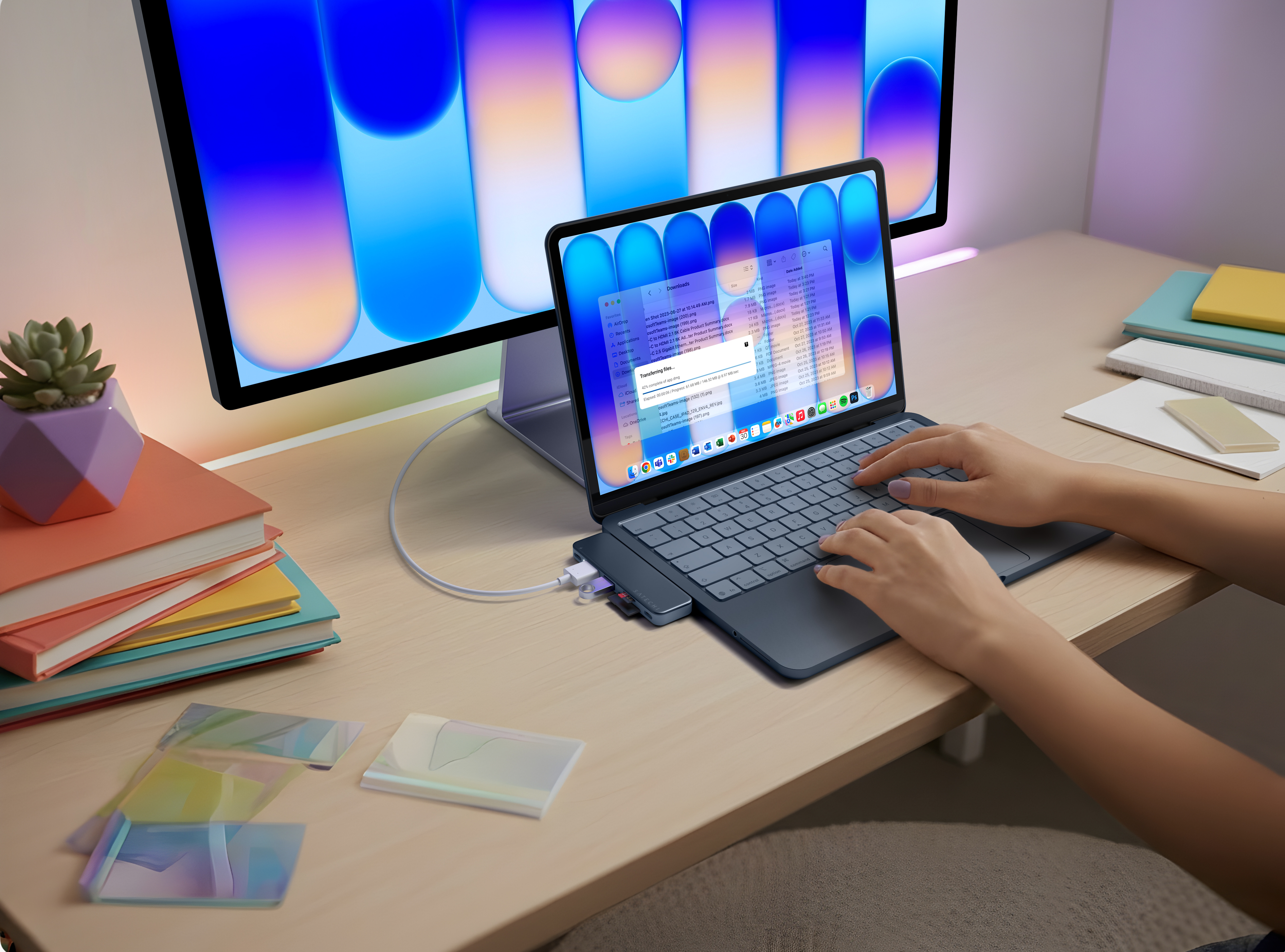 Satechi USB-C Snap Hub (1x HDMI 4K 60Hz, 1x USB-C up to 5 Gbps, 1x USB-A 3.0 up to 5 Gbps, 1xUSB-C PD, 1x microSD/ 1x SD card reader) - Indigo-6