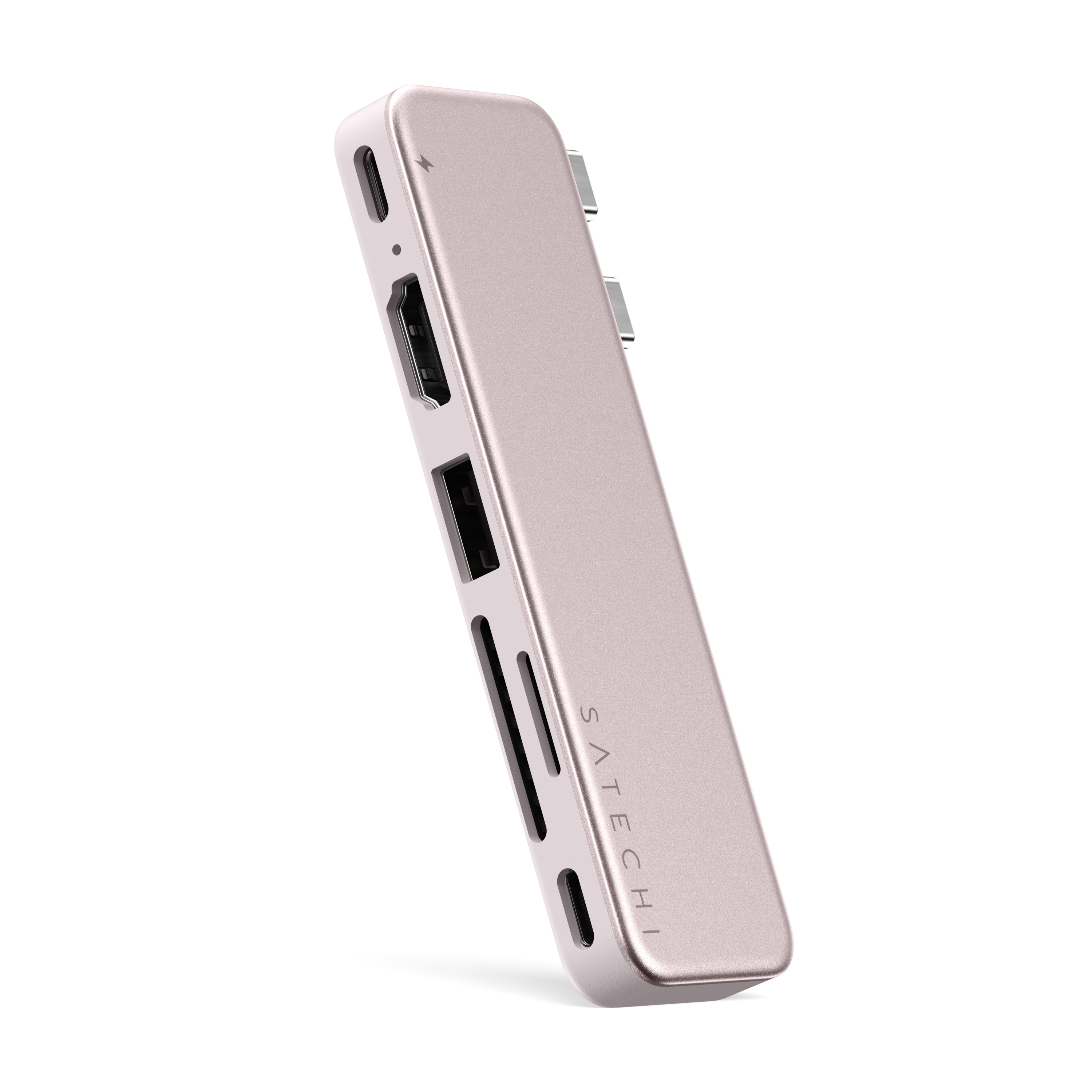 Satechi USB-C Snap Hub (1x HDMI 4K 60Hz, 1x USB-C up to 5 Gbps, 1x USB-A 3.0 up to 5 Gbps, 1xUSB-C PD, 1x microSD/ 1x SD card reader) - Blush