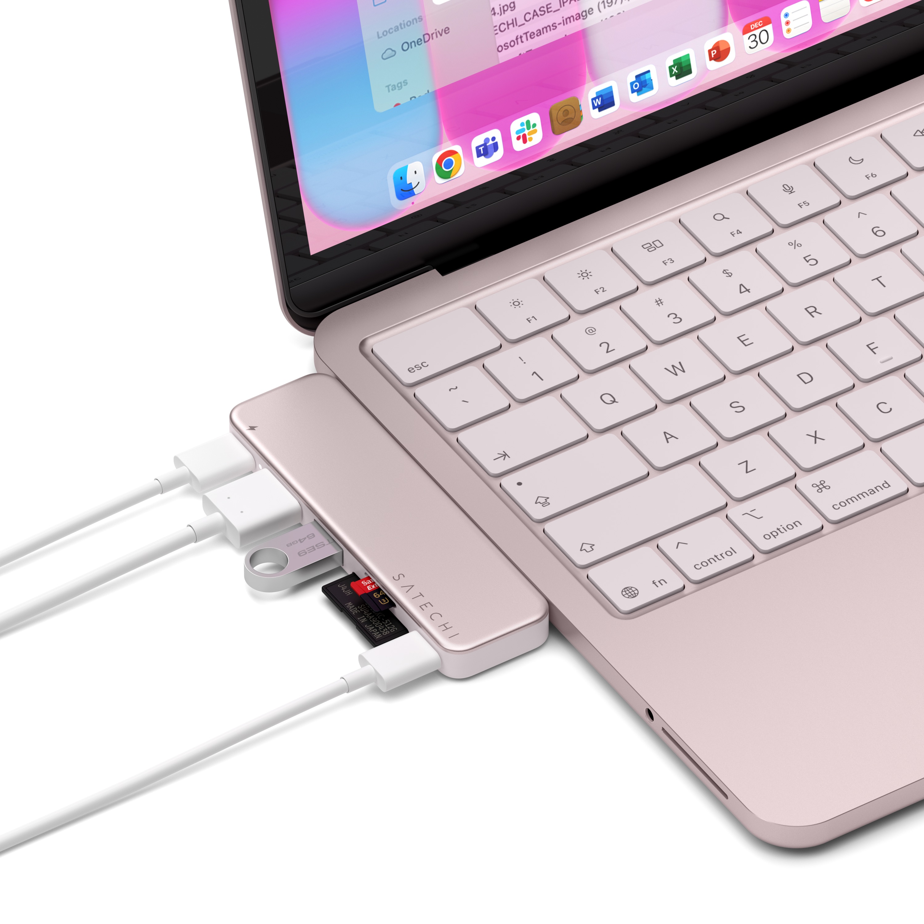 Satechi USB-C Snap Hub (1x HDMI 4K 60Hz, 1x USB-C up to 5 Gbps, 1x USB-A 3.0 up to 5 Gbps, 1xUSB-C PD, 1x microSD/ 1x SD card reader) - Blush-6