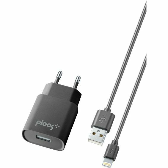 Kućni Punjač PLOOS, Za Apple, 1xUSB-A, Kabel Lightning 100cm, Crni