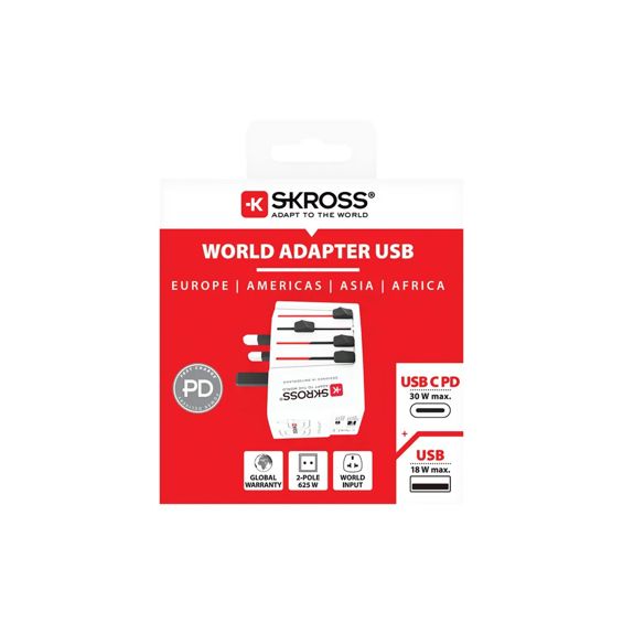 Adapter Putni SKROSS, Muv USB (AC), Euro, Aus/Kina, UK, SAD/Japan, USB-A/USB-C, 1.302974-2