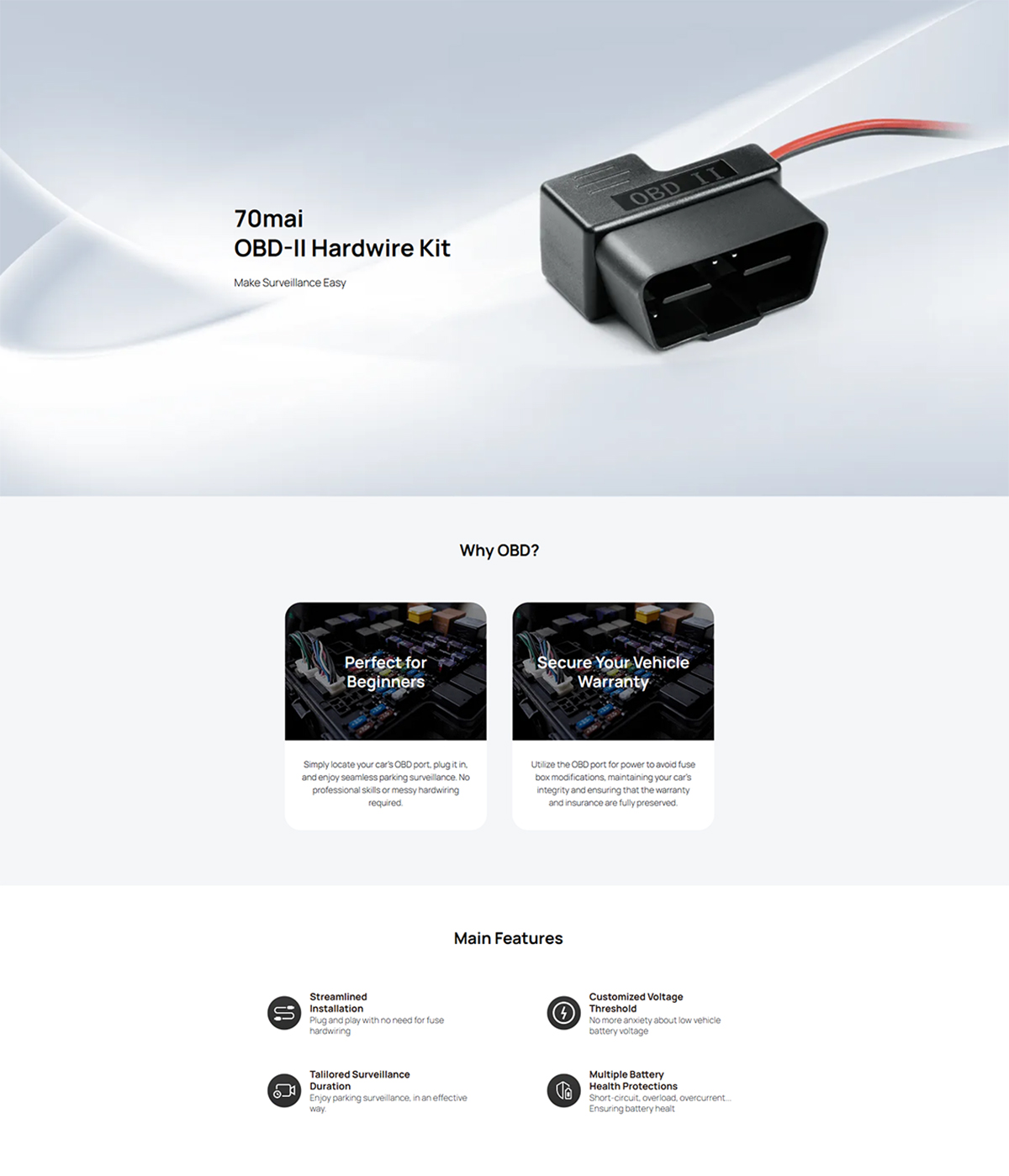 Set za napajanje 70MAI Hardwire Kit UP04 (OBD-II na USB-C)-4