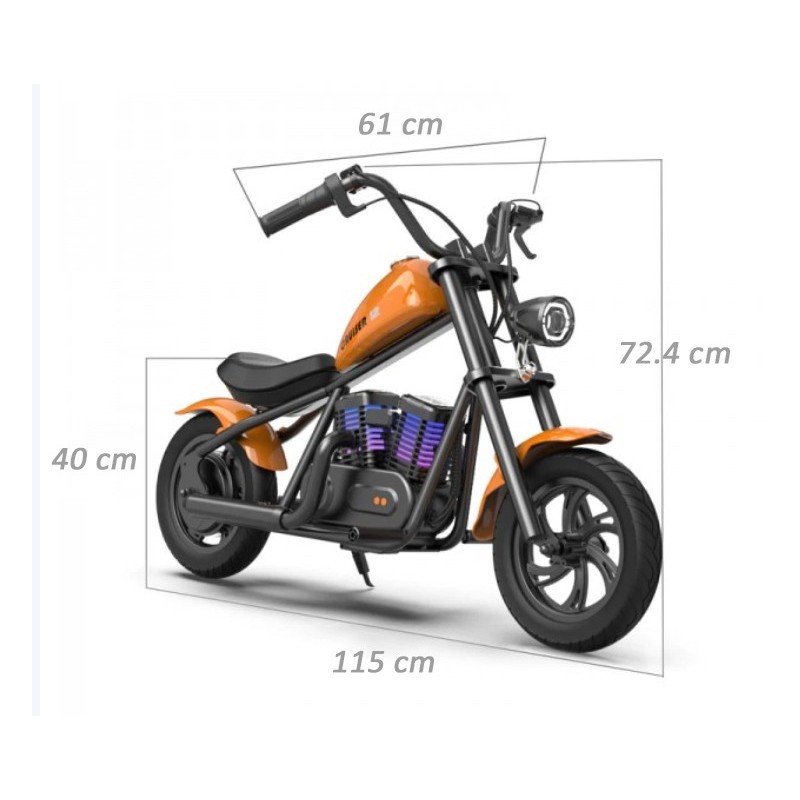 Električni motocikl za djecu HYPER GOGO Cruiser 12 Plus (APP), narančasta boja-2