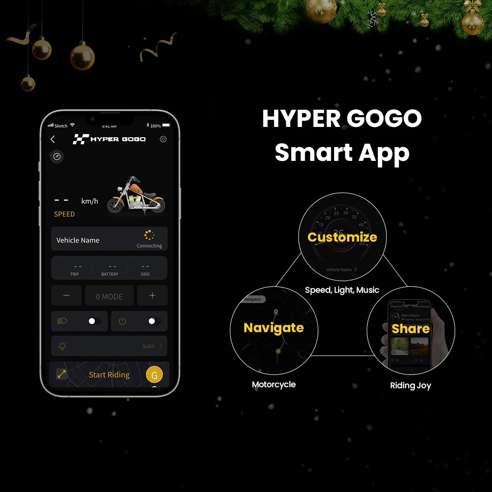 Električni motocikl za djecu HYPER GOGO Cruiser 12 Plus (APP), plava boja-2