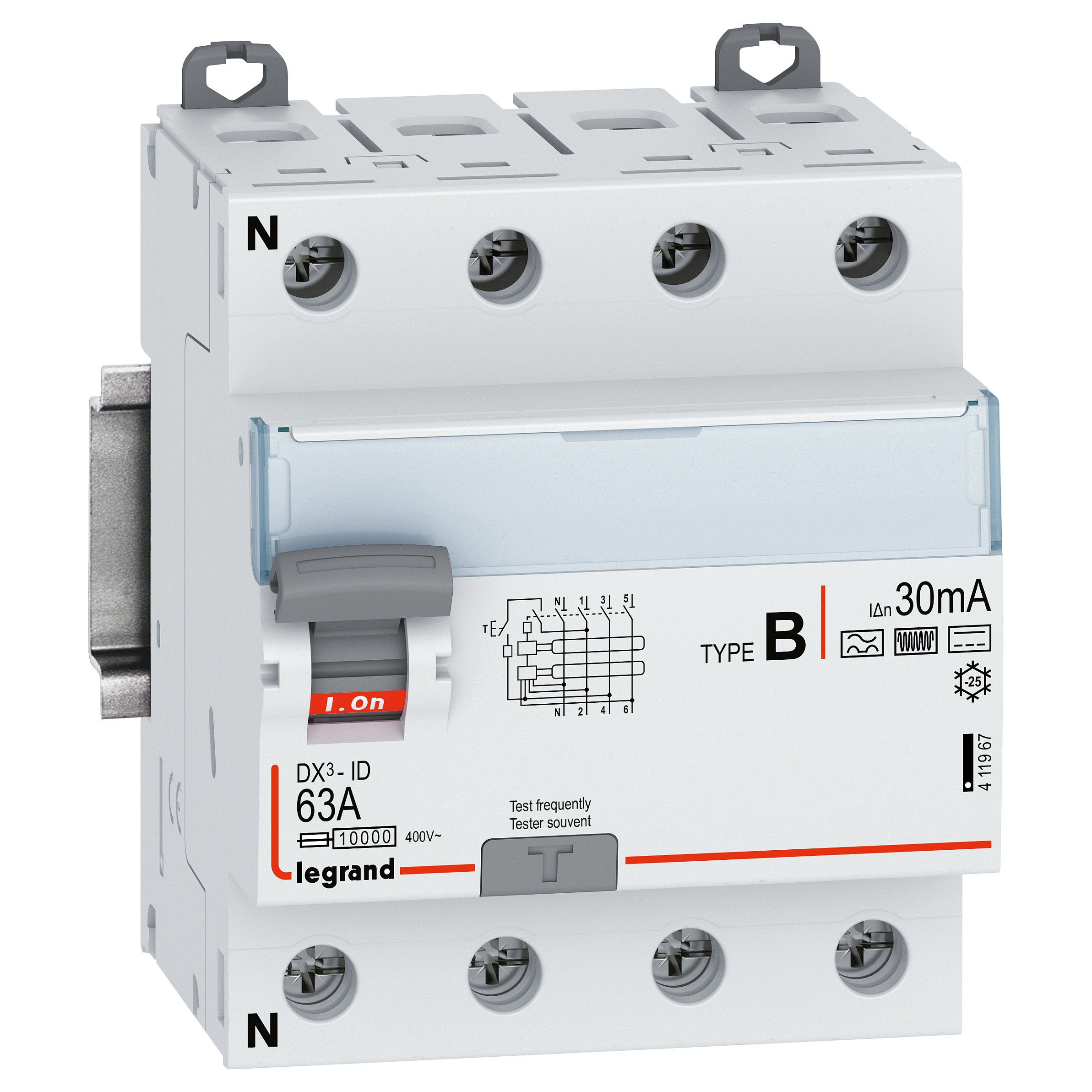FID sklopka LEGRAND DX3 63A 4P 30mA Tip B (411967)-0