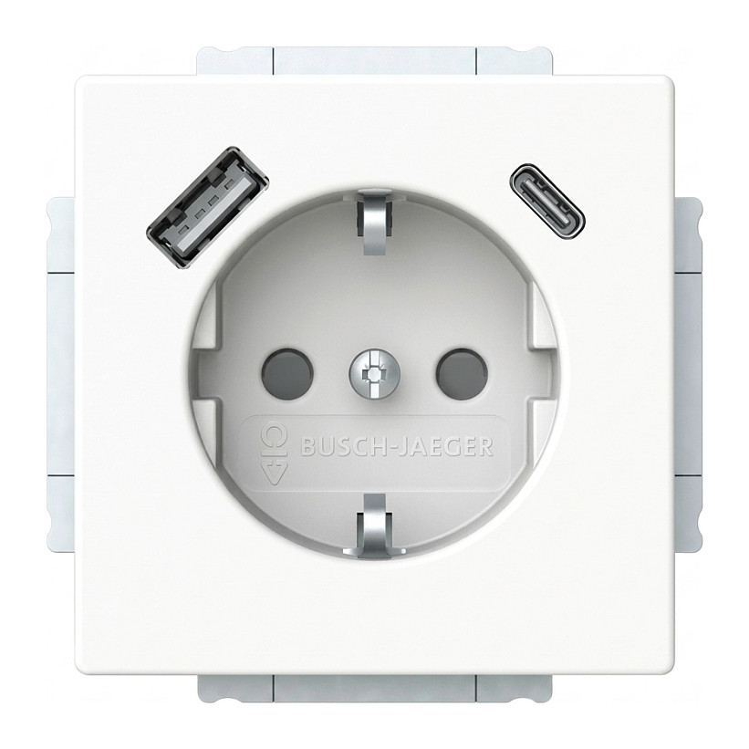 Ugradbena utičnica BUSCH-JAEGER 20 EUCB-2USB-AC-84 SCHUKO s USB-A i USB-C, bijela boja-0