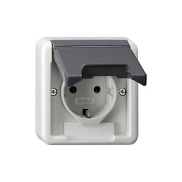 Utičnica GIRA 445035 nadžbukna Schuko s poklopcem (IP44, siva boja)