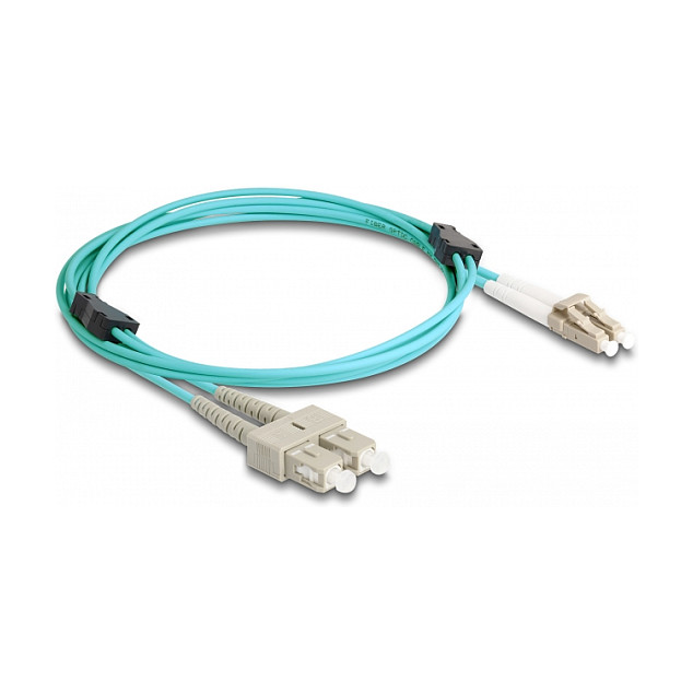 Delock LWL Kabel mit Metallarmierung LC Duplex zu SC Duplex Multimode OM3 2 m