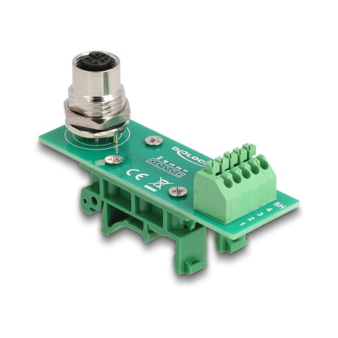Delock M12 Ãœbergabemodul Adapter A-kodiert 4 Pin Buchse zu 5 Pin Terminalblock fÃ¼r Hutschiene-1