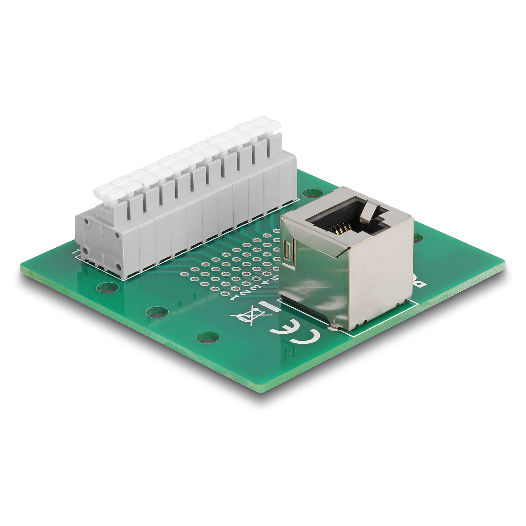 Delock RJ50 Buchse zu Terminalblock mit Drucktaster fÃ¼r Hutschiene gewinkelt-0