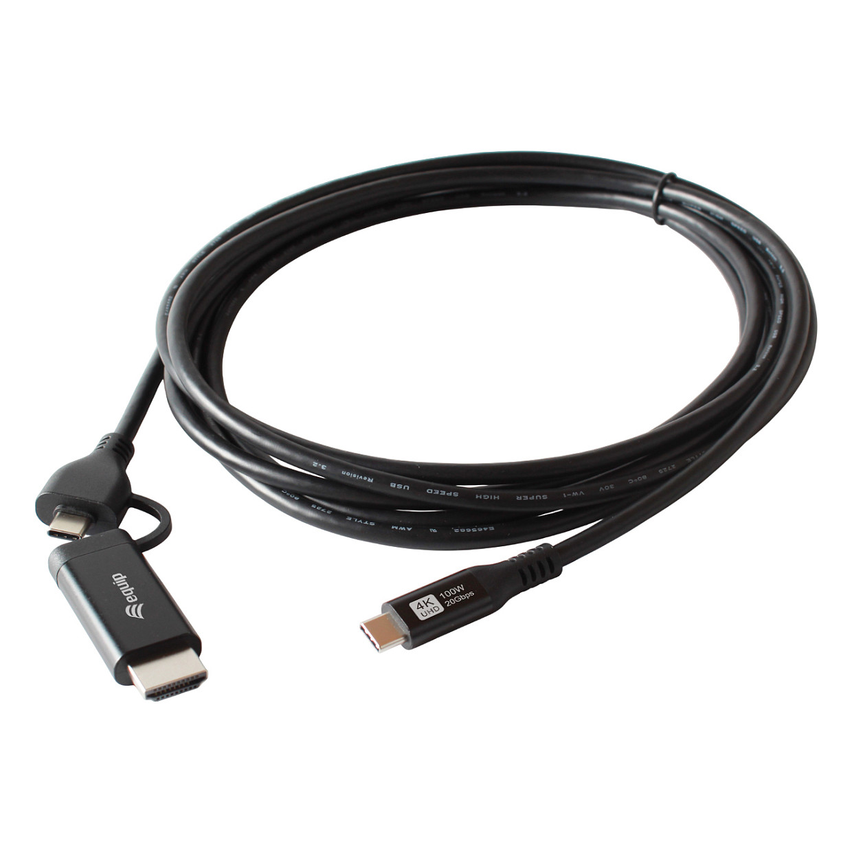 Equip Adapter USB-C->USB-C+HDMI PD100W 4K/ 60Hz 1.00m Alu.-2