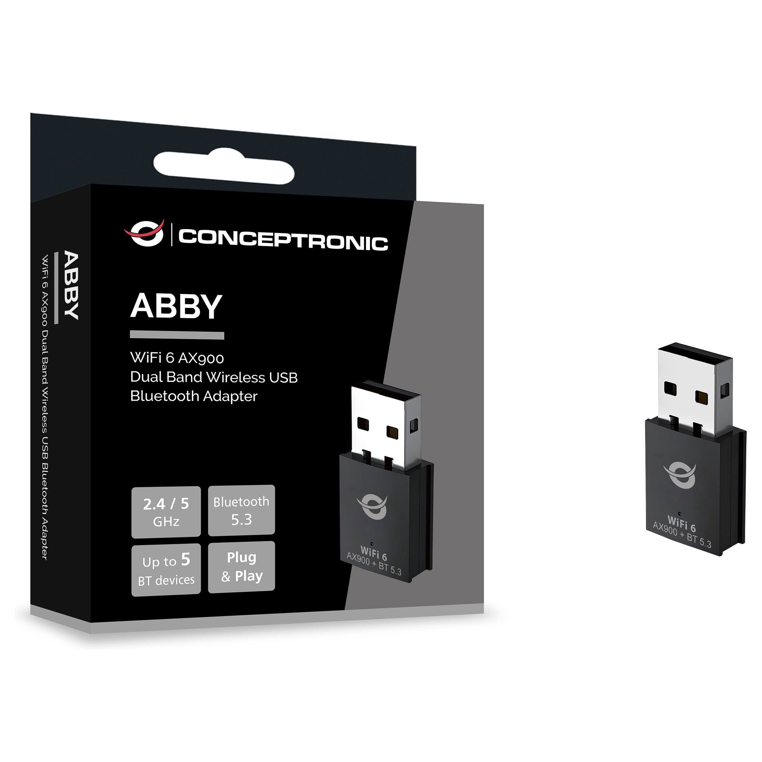 CONCEPTRONIC Bluetooth5.3 Adapter USB AX900 Dualband Wifi 6-5