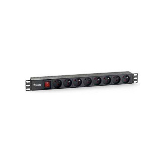 Equip 19" Steckdosenleiste 8xNFC 61-314 FR+Switch->St.90Â°Pla