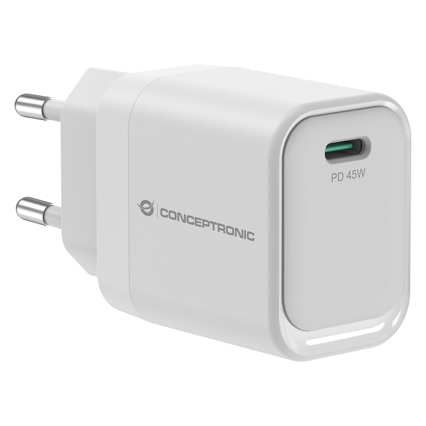 Zidni punjač CONCEPTRONIC CILLA03W 45W GaN USB-C PD 3.0 bijela boja